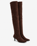 Francesca brown boots, pair with the shafts fully extended.