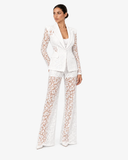 Genevieve Floral Lace Blazer & Wide-Leg Trouser Co-ord - White