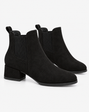 Livia Square Toe Block Heel Ankle Boots in Black, product photograph 2.