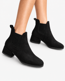 Livia Square Toe Block Heel Ankle Boots in Black, product photograph 4.