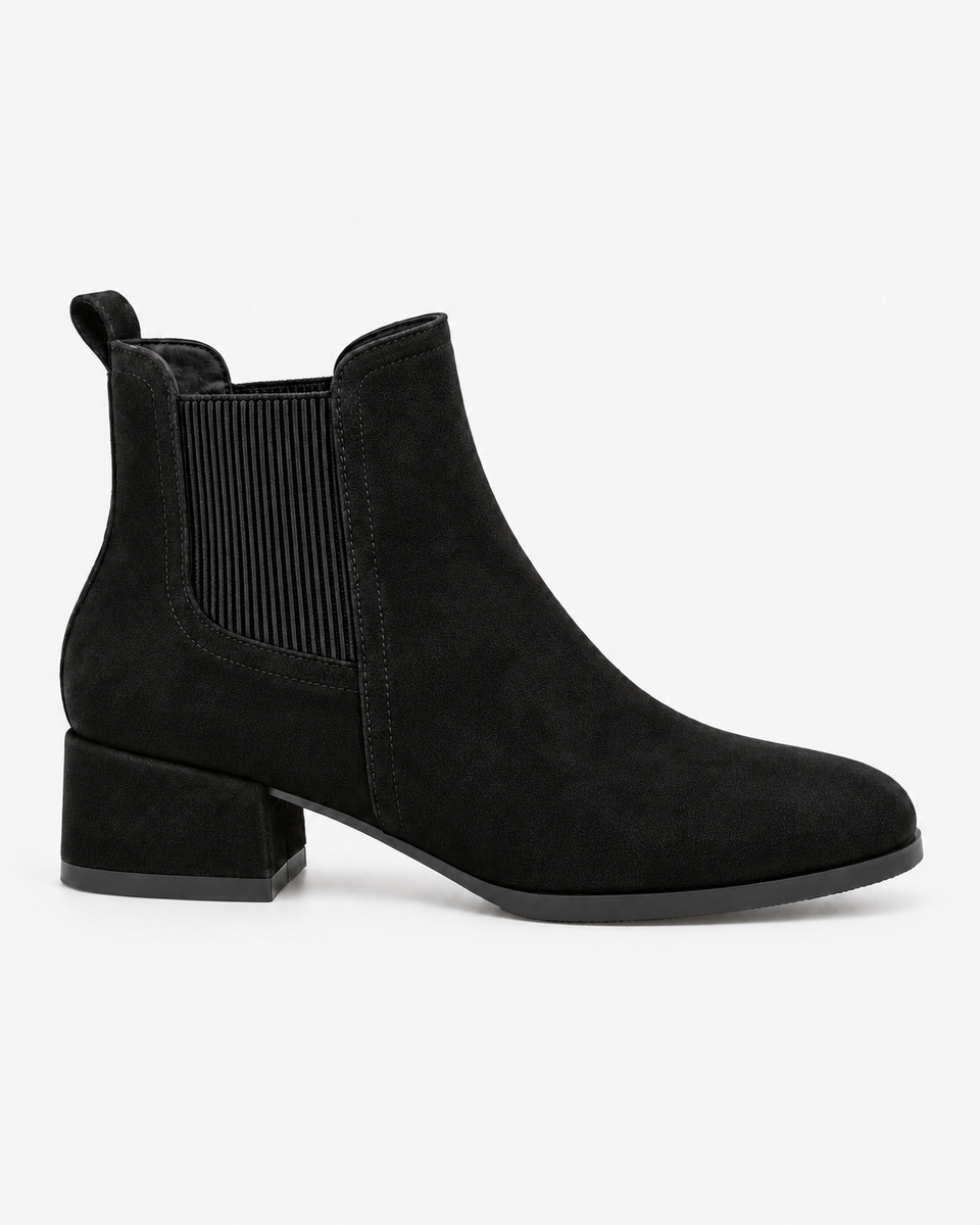 Livia Square Toe Block Heel Ankle Boots in Black, product photograph 1.