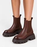 Bruna Leather Chunky Chelsea Boots in Brown, product photograph 4.