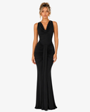 Isadora Draped Cowl Neck Maxi Dress - Black