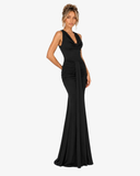 Isadora Draped Cowl Neck Maxi Dress - Black
