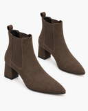 Lenora brown boots, pair viewed at an angle.