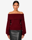 Leonie Relaxed Crew-Neck Knit Jumper - Burgundy