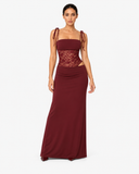 Liora Lace Panel Maxi Dress - Burgundy