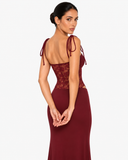 Liora Lace Panel Maxi Dress - Burgundy