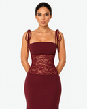 Liora Lace Panel Maxi Dress - Burgundy