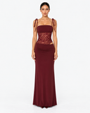 Liora Lace Panel Maxi Dress - Burgundy