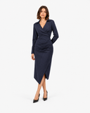 Lorelei Asymmetric Puff-Sleeve Maxi Dress - Dark Blue
