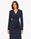 Lorelei Asymmetric Puff-Sleeve Maxi Dress - Dark Blue
