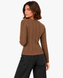 Lucille Cable-Knit Cardigan - Brown