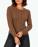 Lucille Cable-Knit Cardigan - Brown