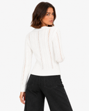 Lucille Cable-Knit Cardigan - White
