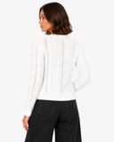 Lucille Cable-Knit Cardigan - White