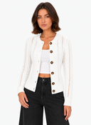 Lucille Cable-Knit Cardigan - White