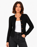 Lucille Cable-Knit Cardigan - Black