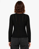 Lucille Cable-Knit Cardigan - Black