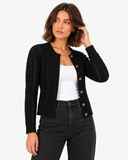 Lucille Cable-Knit Cardigan - Black