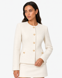 Maelle Textured Cropped Jacket in Cream, product view 3