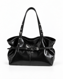 Maren black buckle shoulder bag, front view