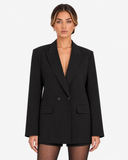 Margaux Double-Breasted Oversized Blazer - Black