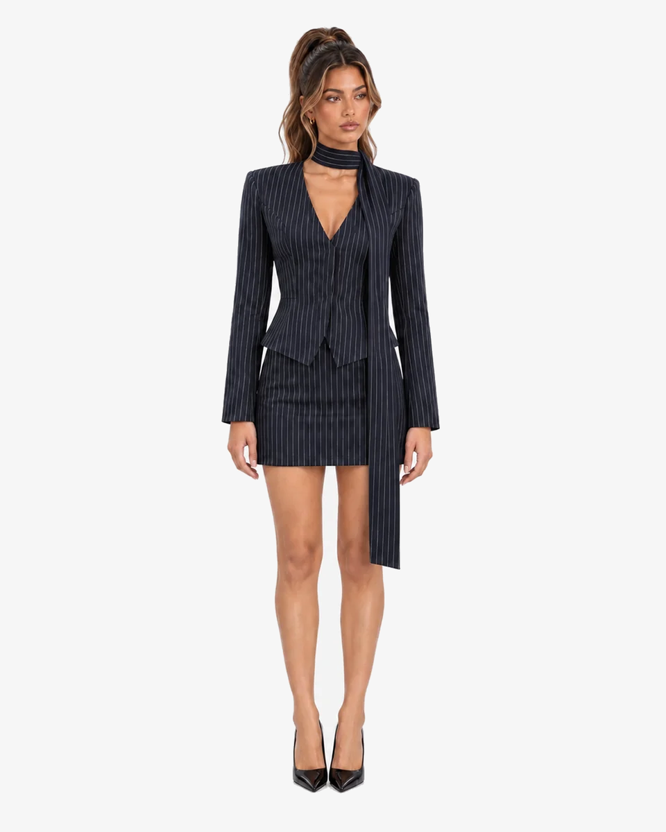 Marielle Striped Blazer & A-Line Skirt Co-ord