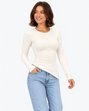 Marlowe Ruched Long Sleeve Top - Apricot