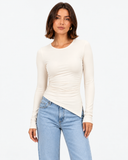 Marlowe Ruched Long Sleeve Top in Apricot, product view 1