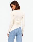 Marlowe Ruched Long Sleeve Top in Apricot, product view 2