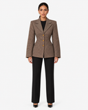 Mathilde Checked Tailored Blazer - Brown