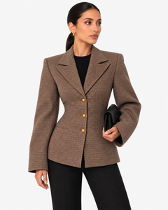 Mathilde Checked Tailored Blazer - Brown