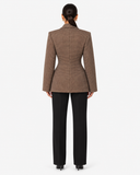 Mathilde Checked Tailored Blazer - Brown