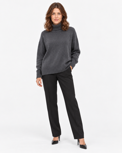 Naomi grey roll-neck jumper, relaxed full-length front view