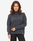 Naomi grey roll-neck jumper, close-up front view