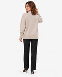 Naomi khaki roll-neck jumper, full-length back view