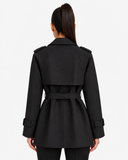 Oceane Belted Short Trench Coat - Black