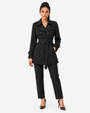 Oceane Belted Short Trench Coat - Black