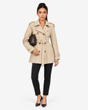 Oceane Belted Short Trench Coat - Beige