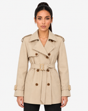 Oceane Belted Short Trench Coat - Beige