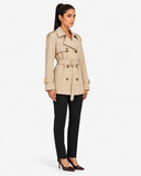 Oceane Belted Short Trench Coat - Beige