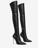 Paloma Zip Stiletto Over-the-Knee Boots - Black
