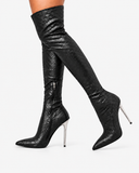 Paloma Zip Stiletto Over-the-Knee Boots - Black