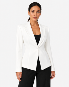 Renee Tailored Lapel Blazer in White, product view 1