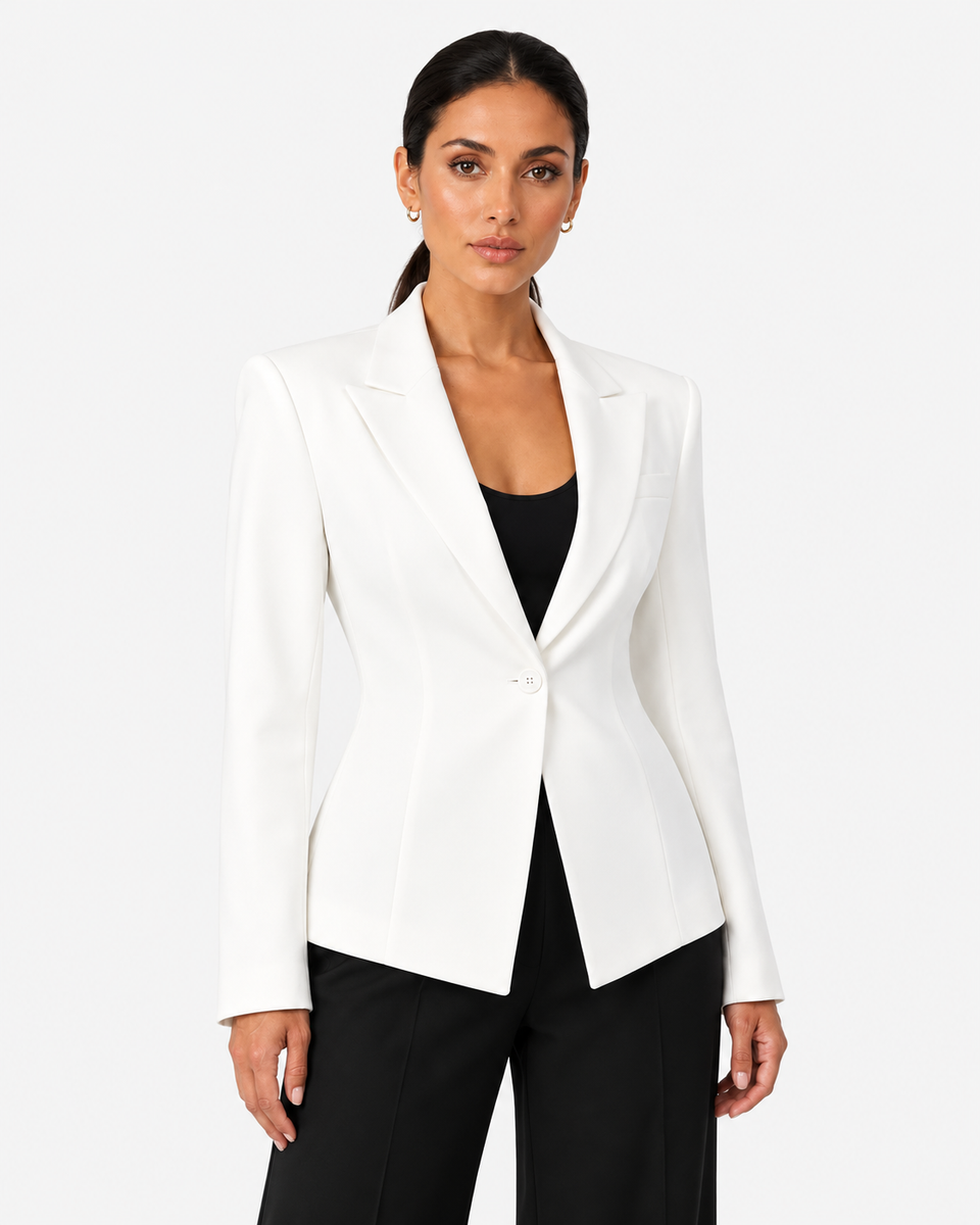 Renee Tailored Lapel Blazer in White, product view 1