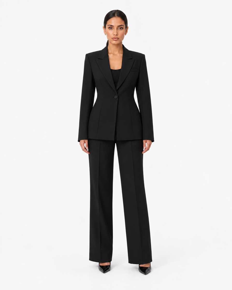Renee Tailored Lapel Blazer in Black, product view 1