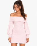 Rosalie Off-Shoulder Puff-Sleeve Mini Dress - Pink