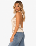 Roselle Satin Halter Top - Champagne