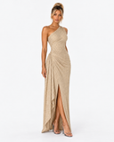 Seraphina Sequin One Shoulder Maxi Dress - Brown